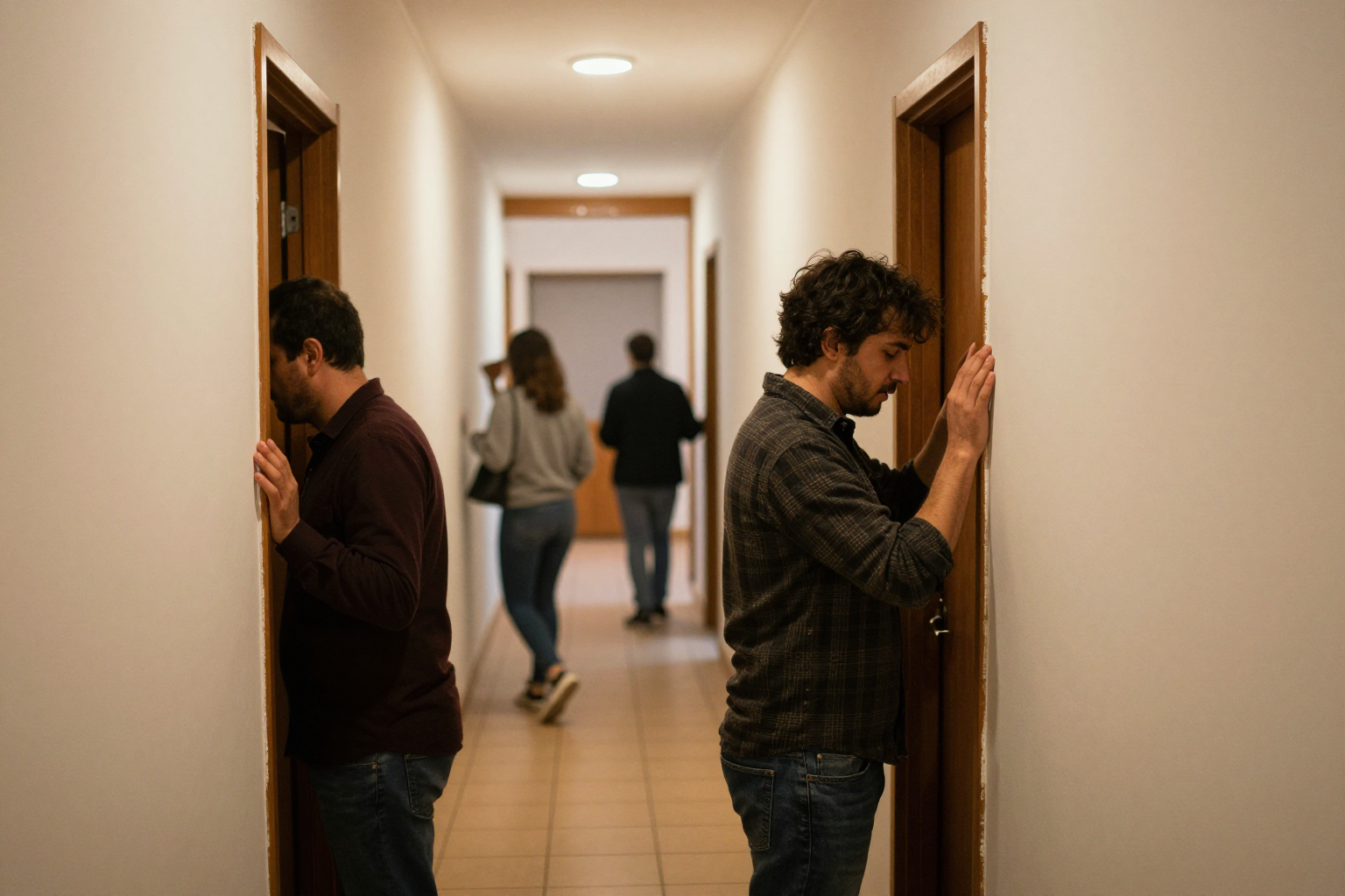 Vecinos en una comunidad de propietarios debatiendo sobre ruidos y molestias en una junta de propietarios